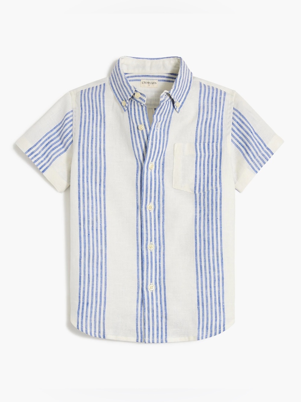 J. Crew Crewcuts Boys White Linen Blue Striped Button-Down Shirt - Large (10)